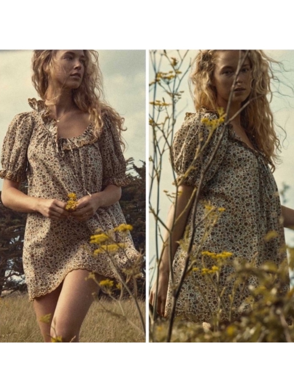 Doën Evalene Dress in Cream Poppy Bell Floral by Liberty London